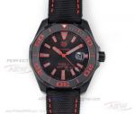 V6 Factory Tag Heuer Aquaracer Calibre 5 43 MM Black Case Nylon Strap Red Automatic Watch